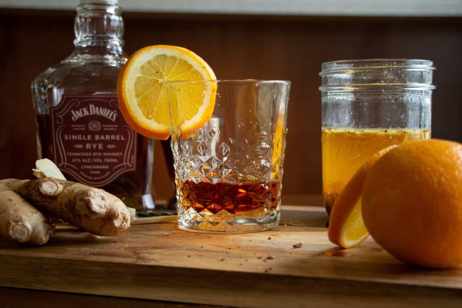 old fashioned cocktail with orange