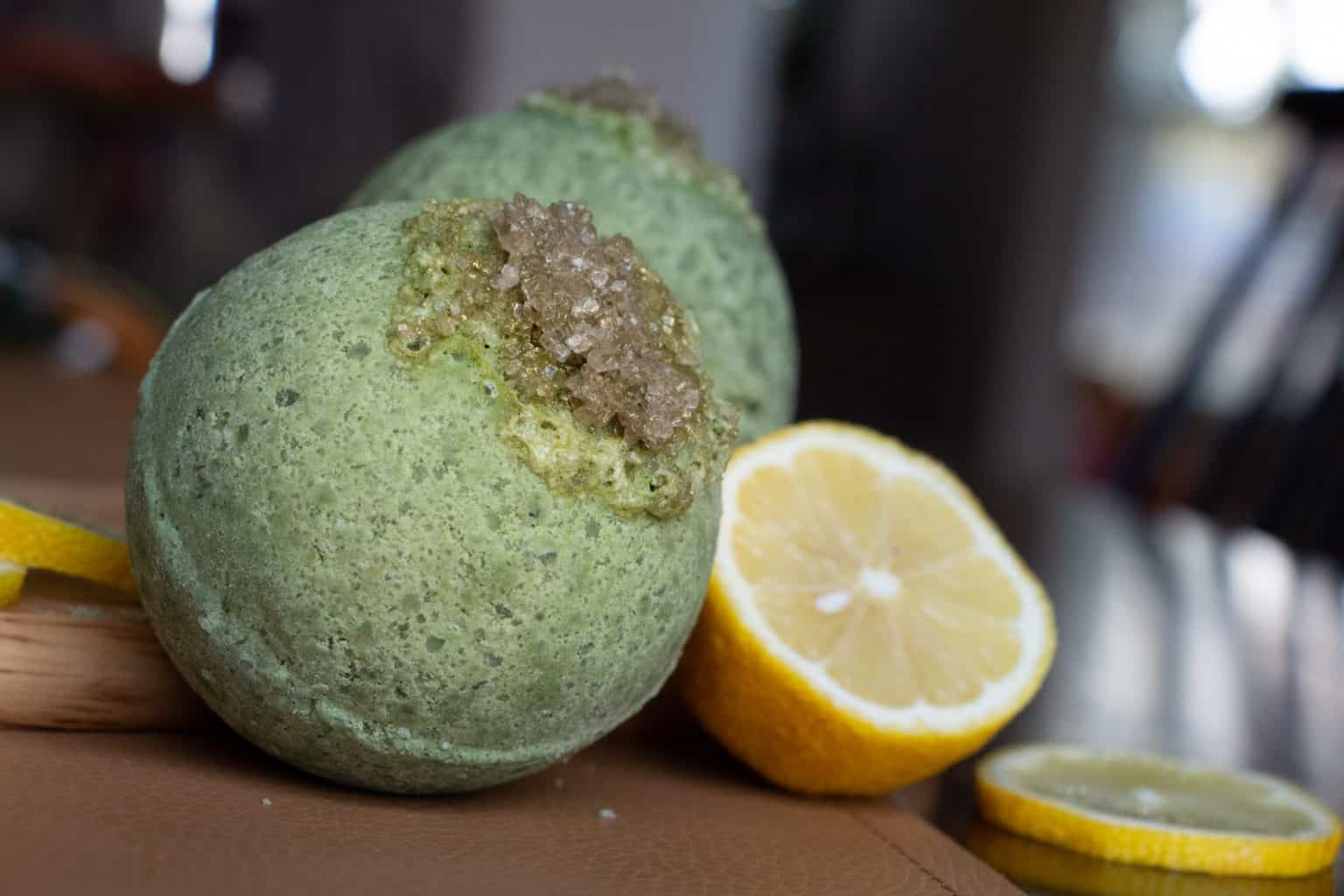 green lemon bath bomb
