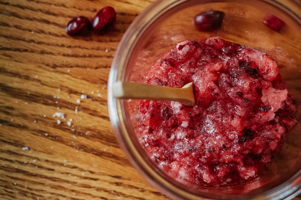 cranberry sugar scrub view from above