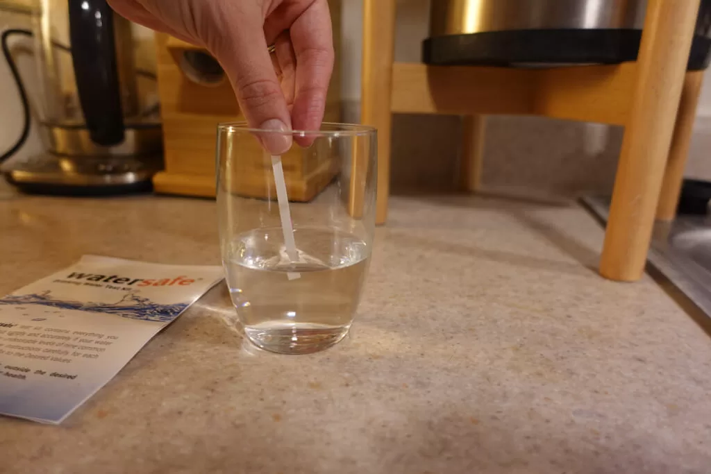 testing water with a test strip