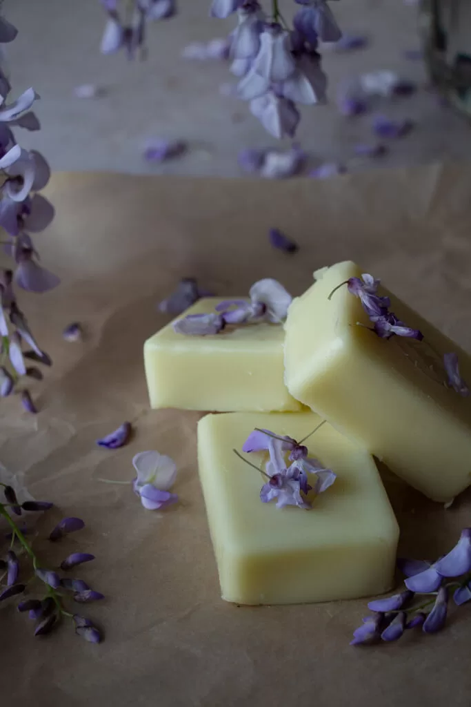 3 stacked finished wisteria lotion bars