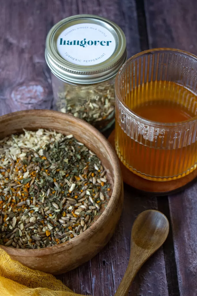 golden tea with herbs