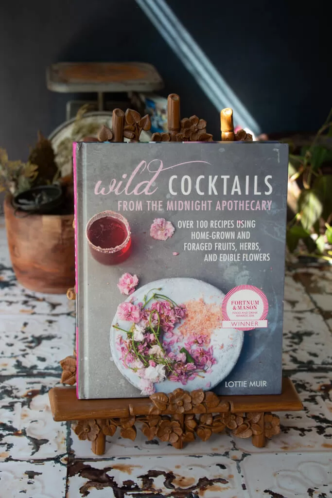 wild cocktails gray book with pink flowers on front and pink drink