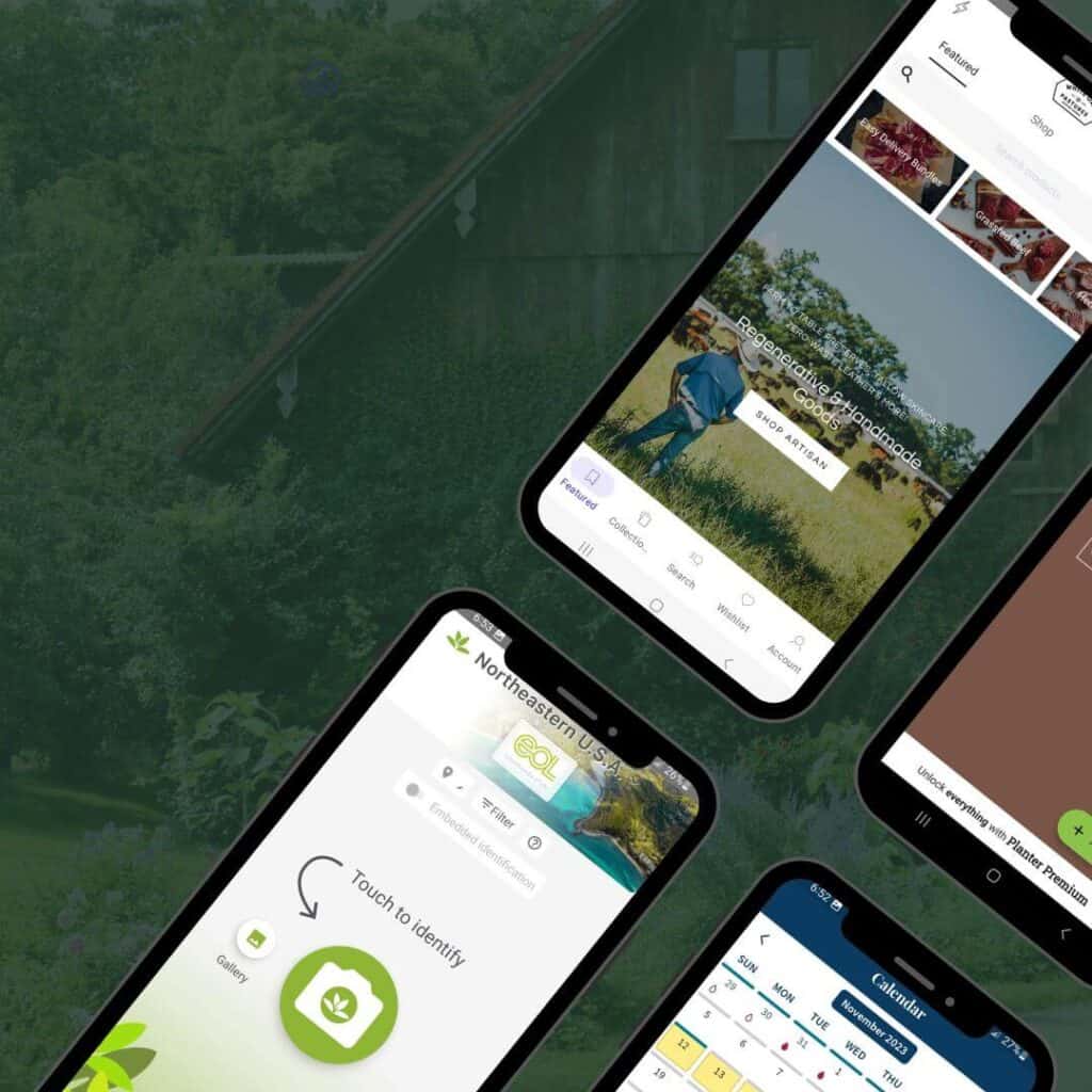 four phones with apps for homesteaders