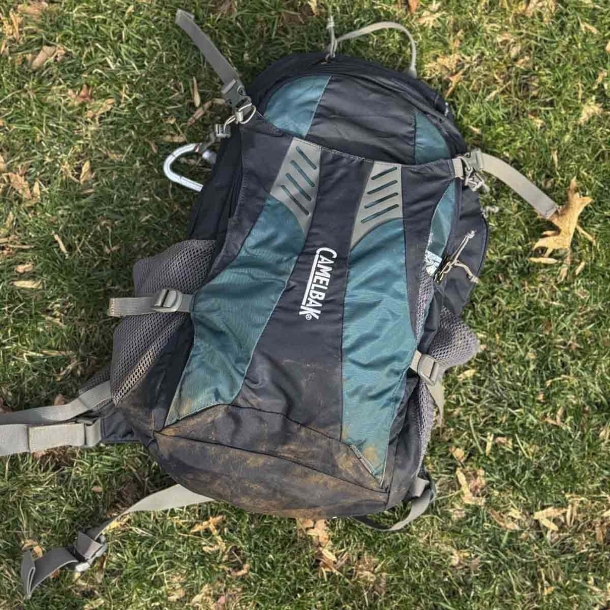 camelbak backpack go bag on the grass