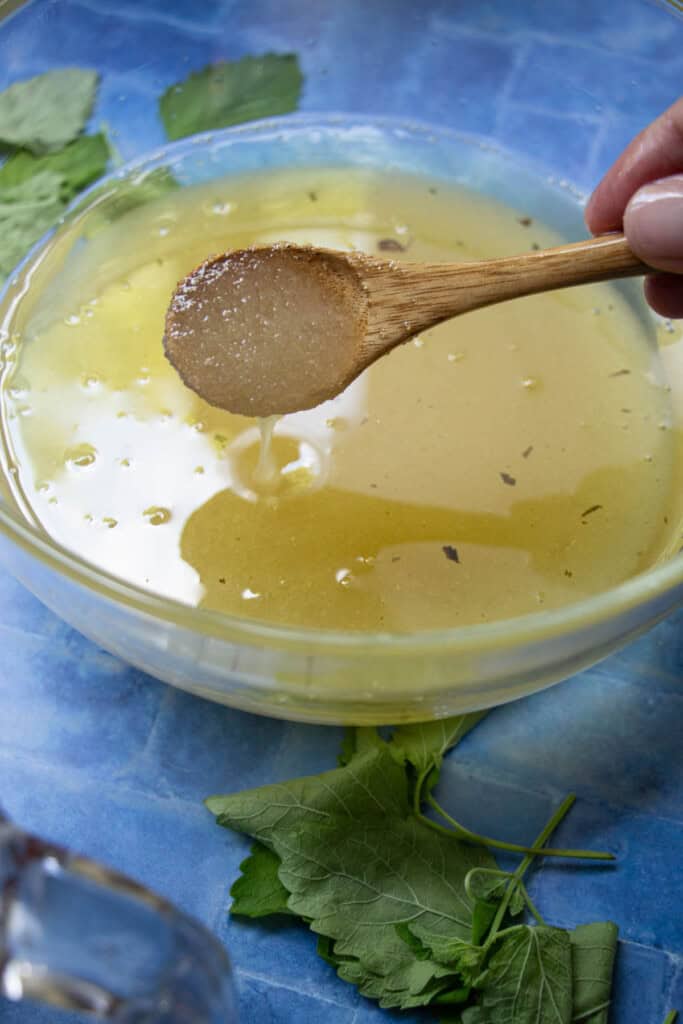 Mixing Sugar scrub in bowl